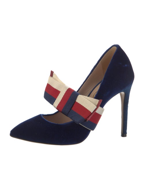 Gucci Sylvie Web Accent Velvet Pumps