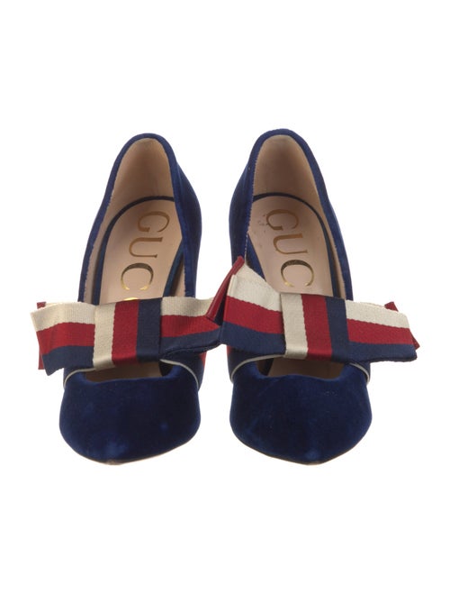 Gucci Sylvie Web Accent Velvet Pumps