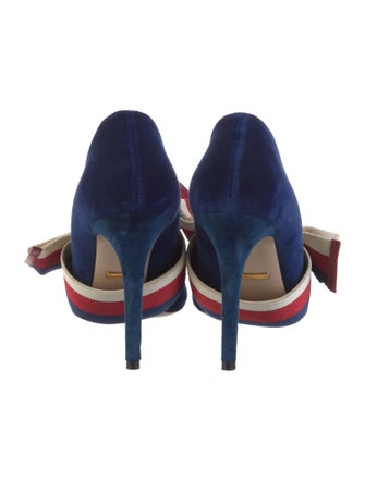 Gucci Sylvie Web Accent Velvet Pumps