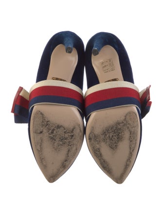 Gucci Sylvie Web Accent Velvet Pumps