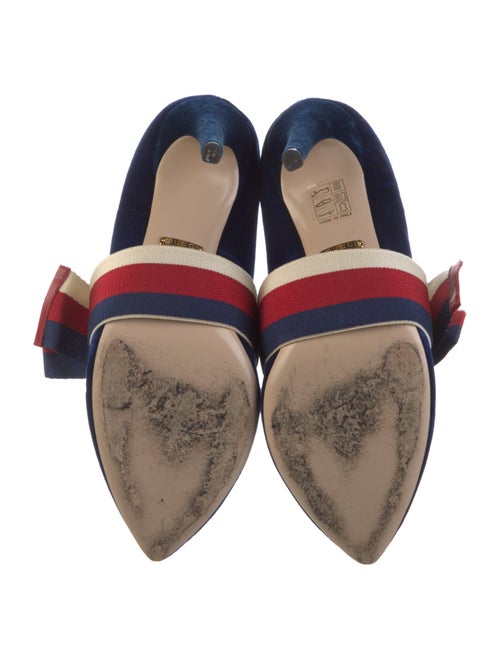Gucci Sylvie Web Accent Velvet Pumps