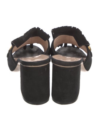 Gucci Double G Logo Suede Slides
