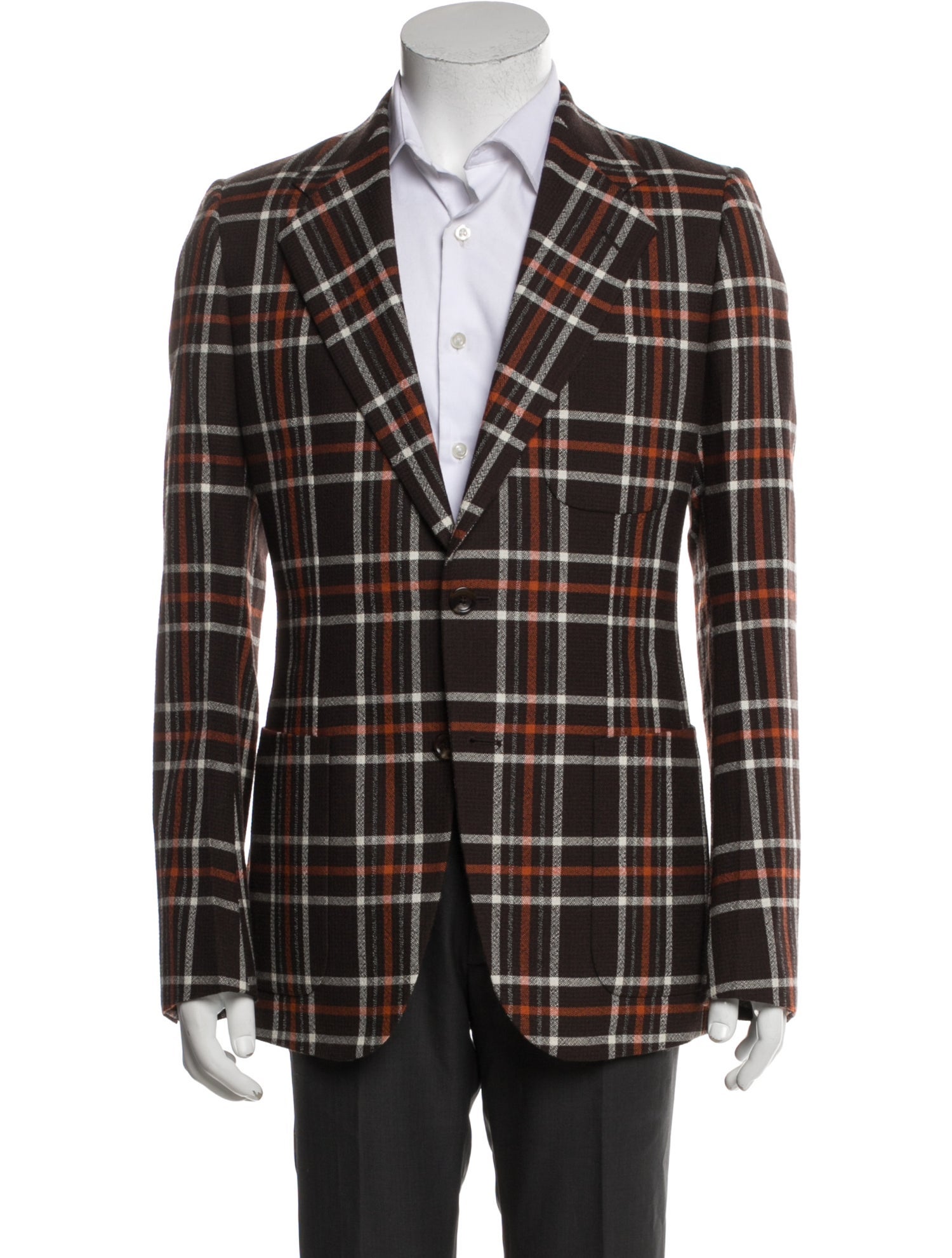Gucci Wool Plaid Print Sport Coat