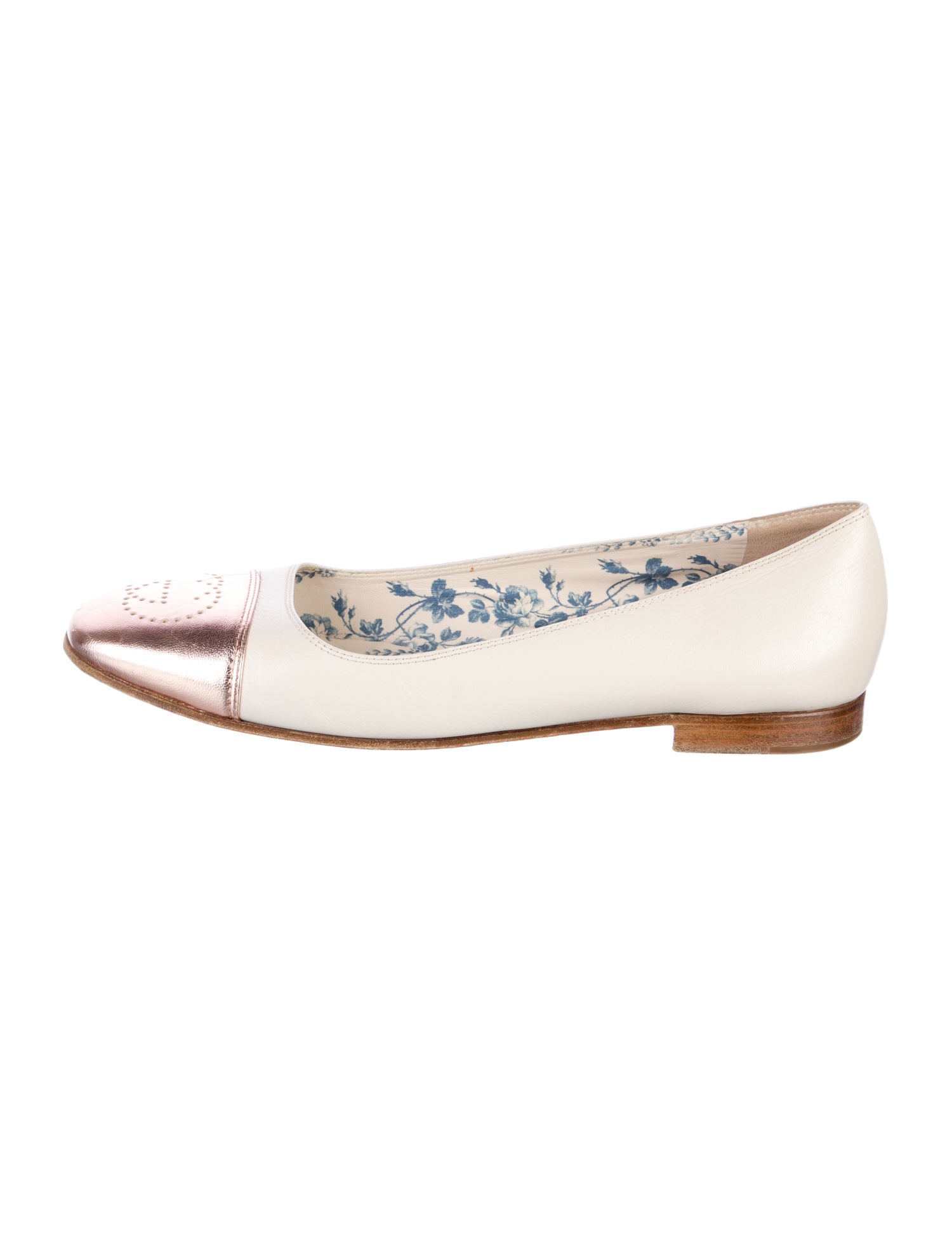 Gucci Flora Print Leather Ballet Flats