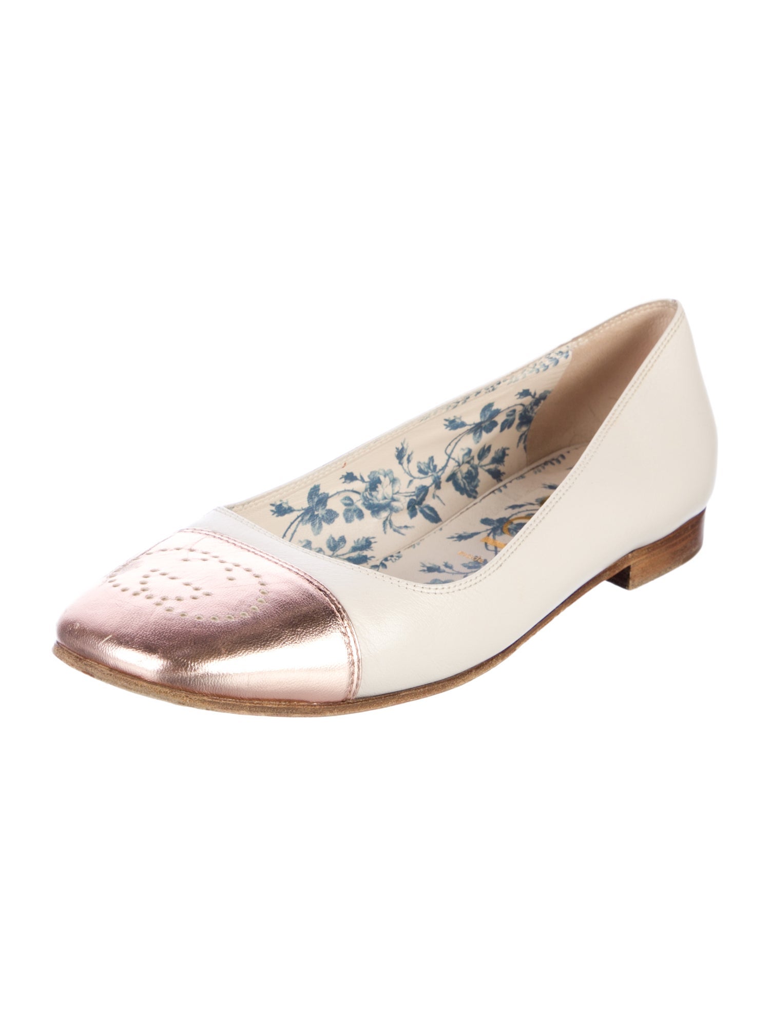 Gucci Flora Print Leather Ballet Flats