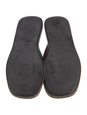 Gucci Web Accent Leather Trim Embellishment Slides