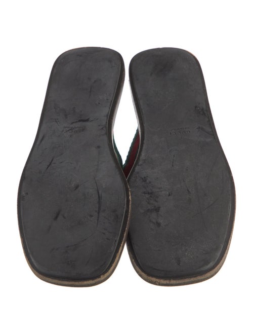 Gucci Web Accent Leather Trim Embellishment Slides