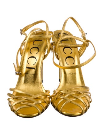 Gucci Leather Crystal Embellishments Sandals