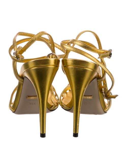 Gucci Leather Crystal Embellishments Sandals