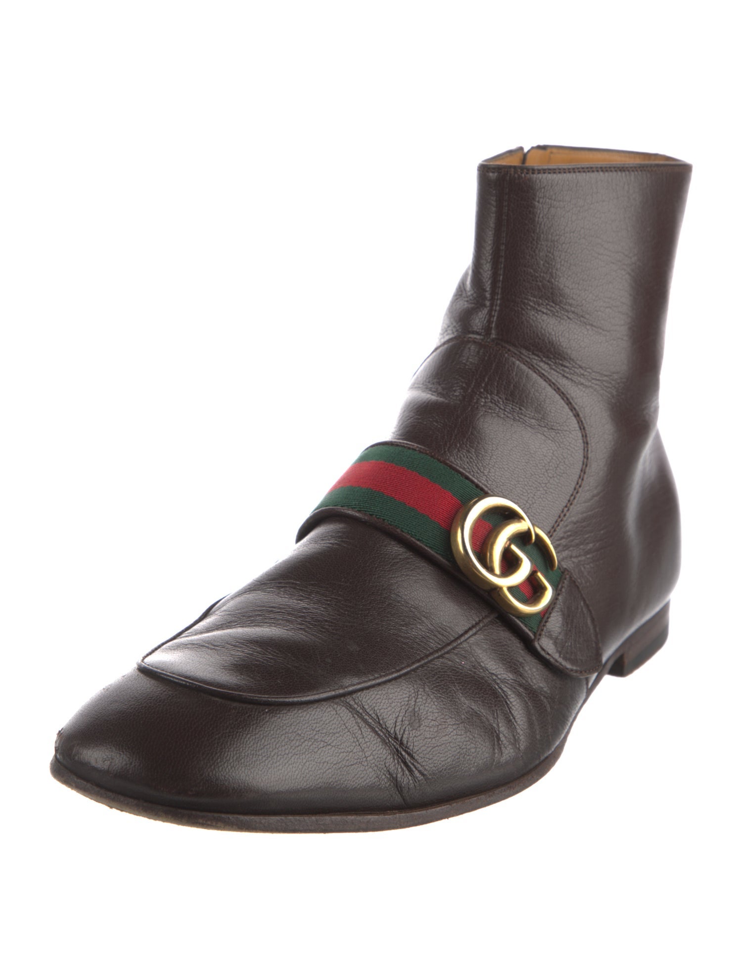 Gucci Web Accent Leather Boots