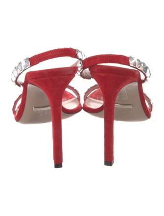 Gucci Suede Crystal Embellishments Slingback Sandals