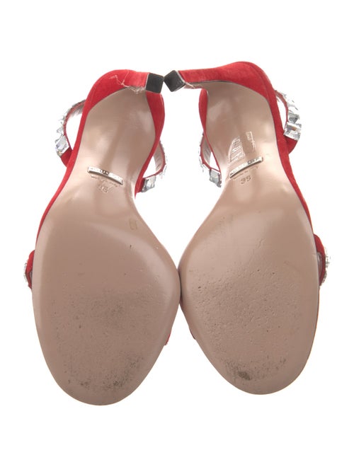 Gucci Suede Crystal Embellishments Slingback Sandals