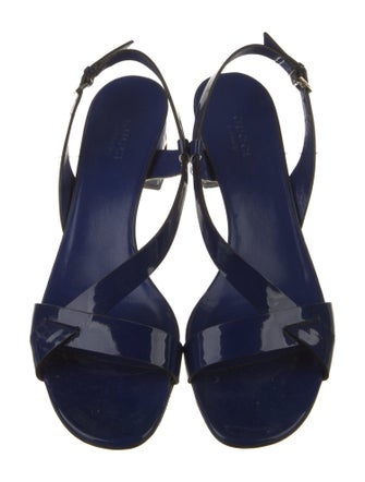 Gucci Interlocking G Logo Patent Leather Slingback Sandals