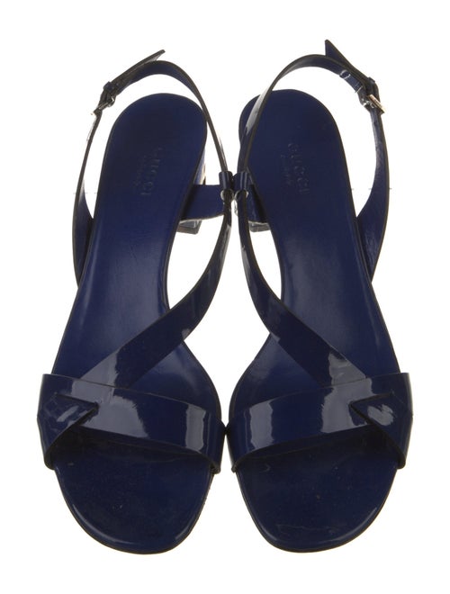 Gucci Interlocking G Logo Patent Leather Slingback Sandals