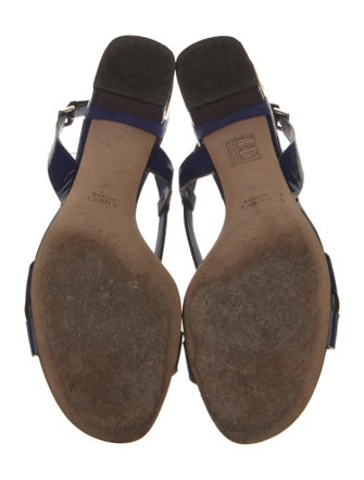 Gucci Interlocking G Logo Patent Leather Slingback Sandals