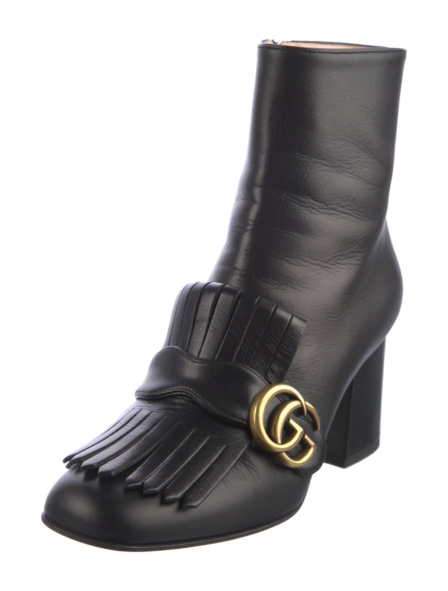 Gucci Leather Fringe Trim Accent Boots