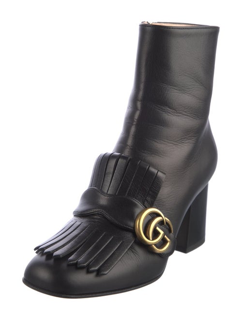 Gucci Leather Fringe Trim Accent Boots