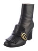 Gucci Leather Fringe Trim Accent Boots