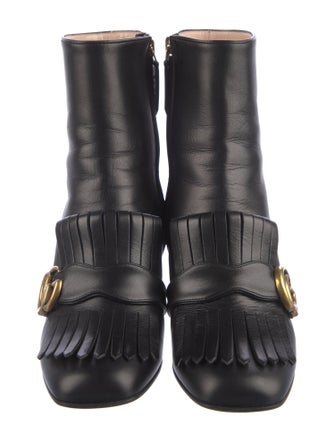 Gucci Leather Fringe Trim Accent Boots