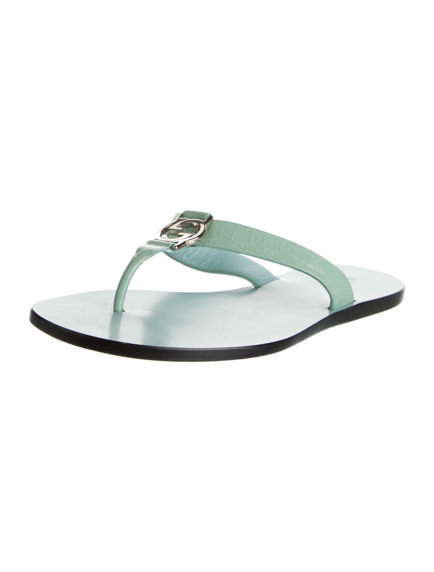 Gucci GG Logo Patent Leather Flip Flops