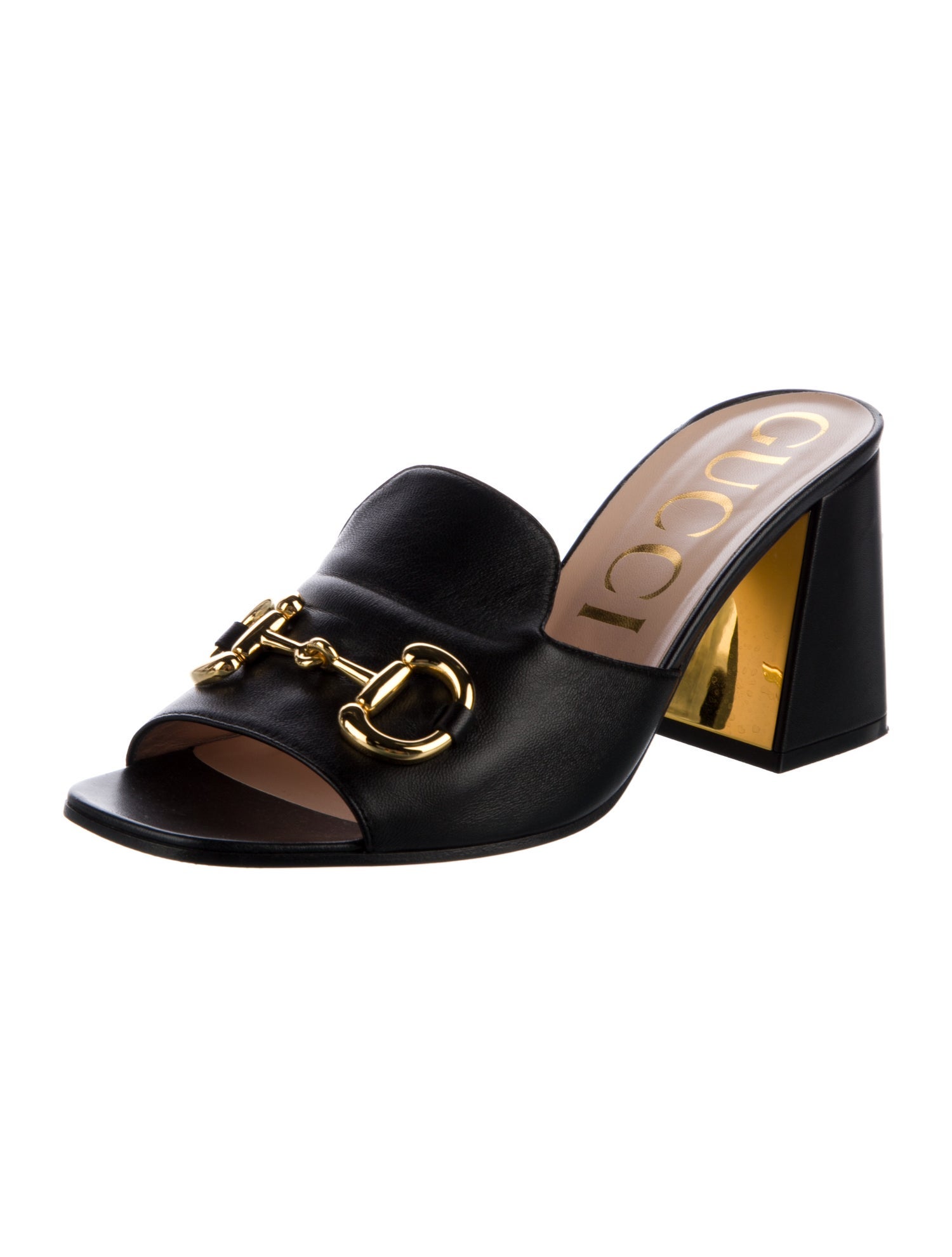 Gucci Horsebit Accent Leather Slides