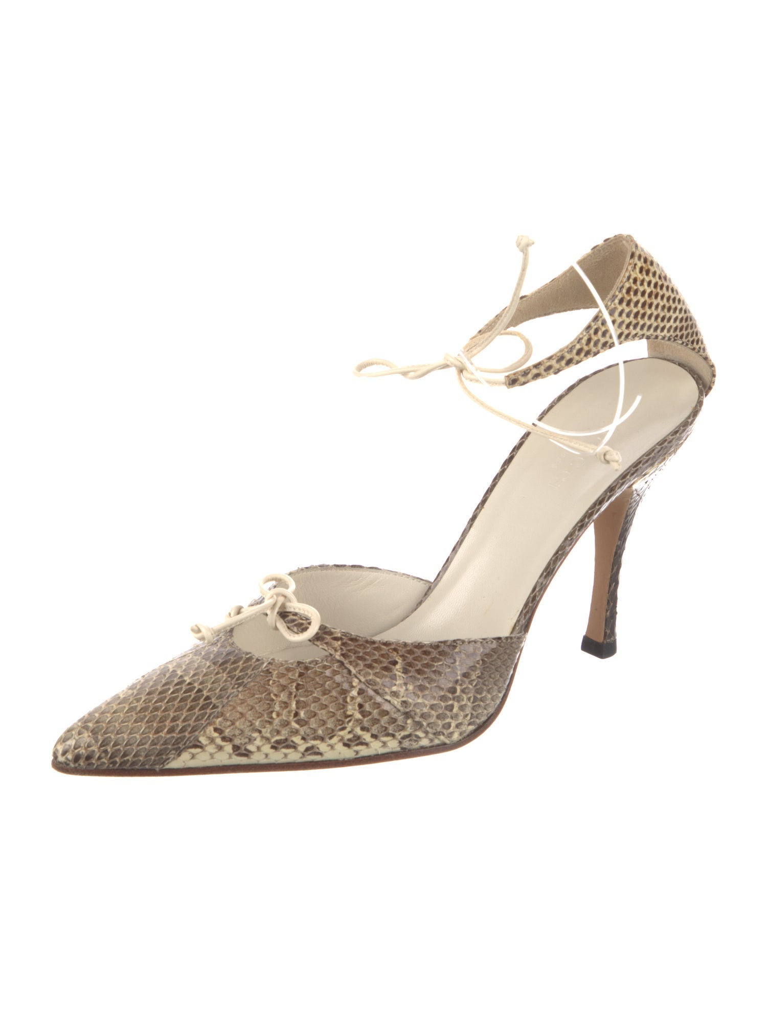 Gucci Snakeskin Animal Print T-Strap Pumps