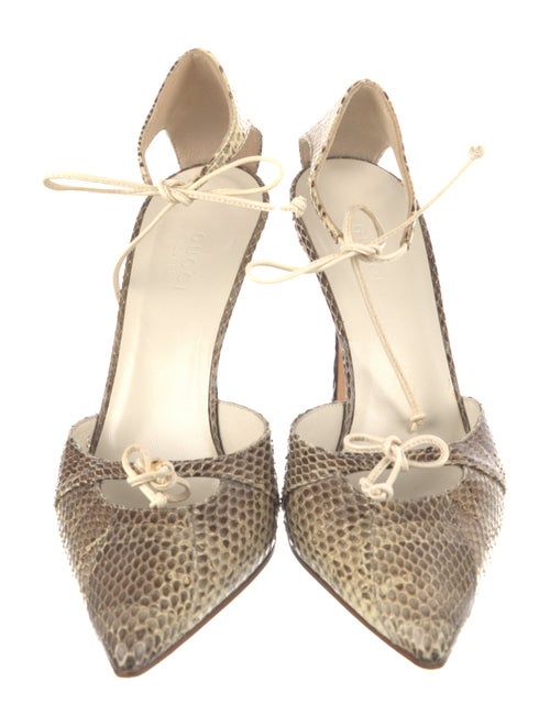 Gucci Snakeskin Animal Print T-Strap Pumps