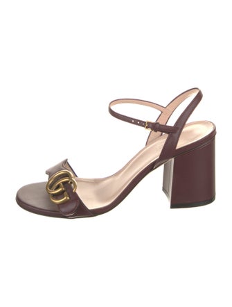 Gucci Double G Logo Leather Sandals
