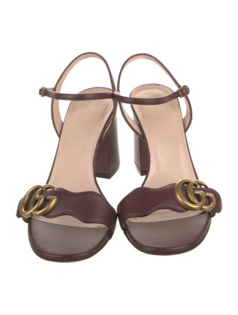 Gucci Double G Logo Leather Sandals