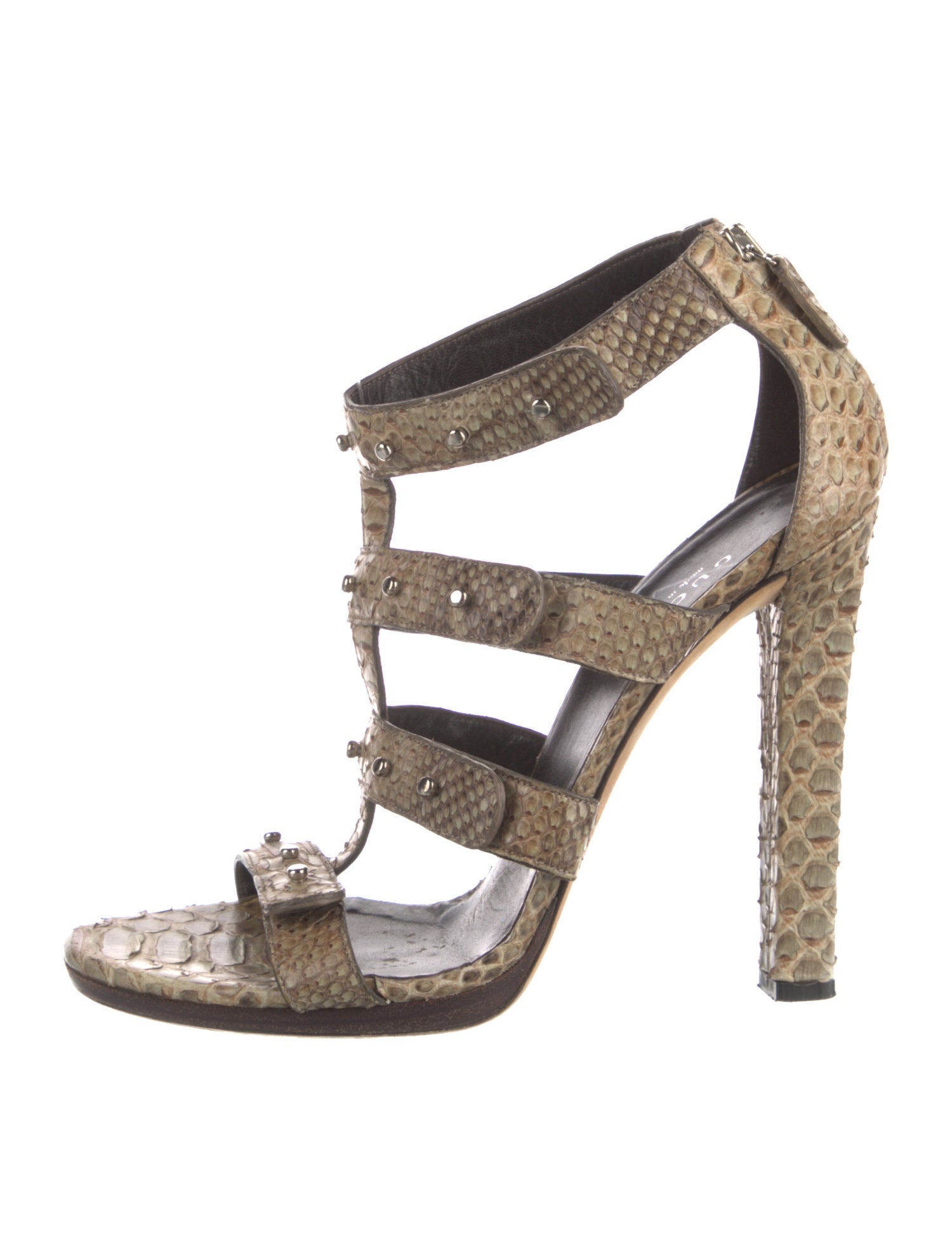 Gucci Snakeskin Animal Print Gladiator Sandals