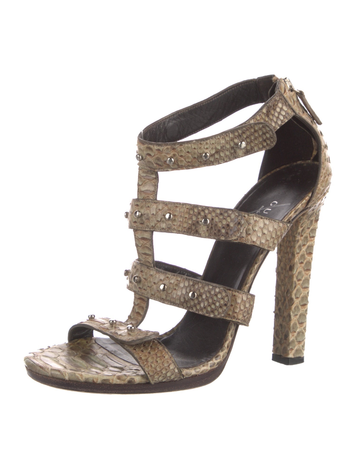 Gucci Snakeskin Animal Print Gladiator Sandals