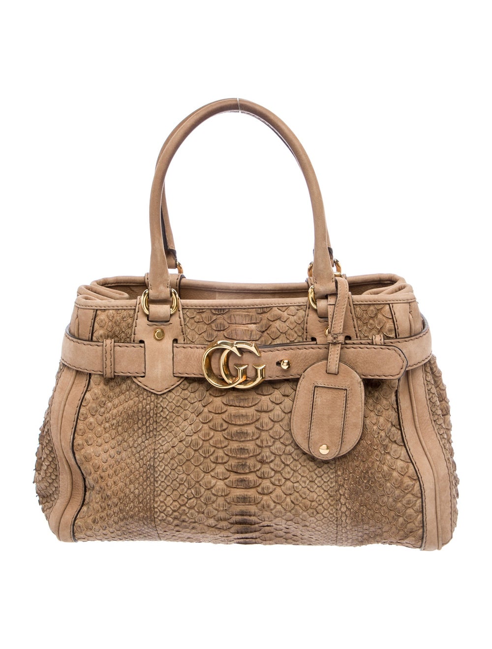 Gucci Top Handle Bag Brown Python Running GG Logo… - image 1