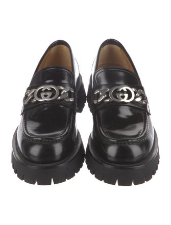 Gucci Interlocking G Logo Leather Loafers