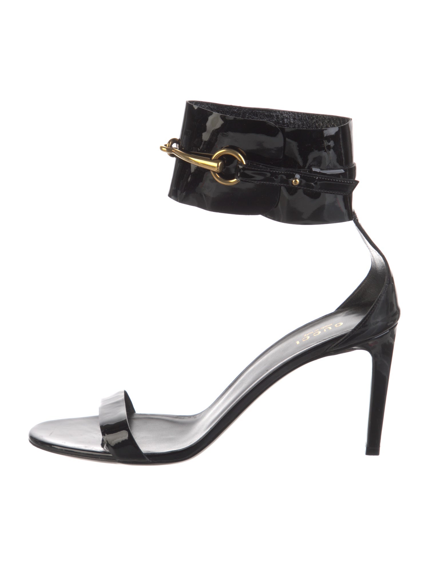 Gucci Horsebit Accent Patent Leather Sandals