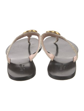 Gucci Double G Logo Leather Slides