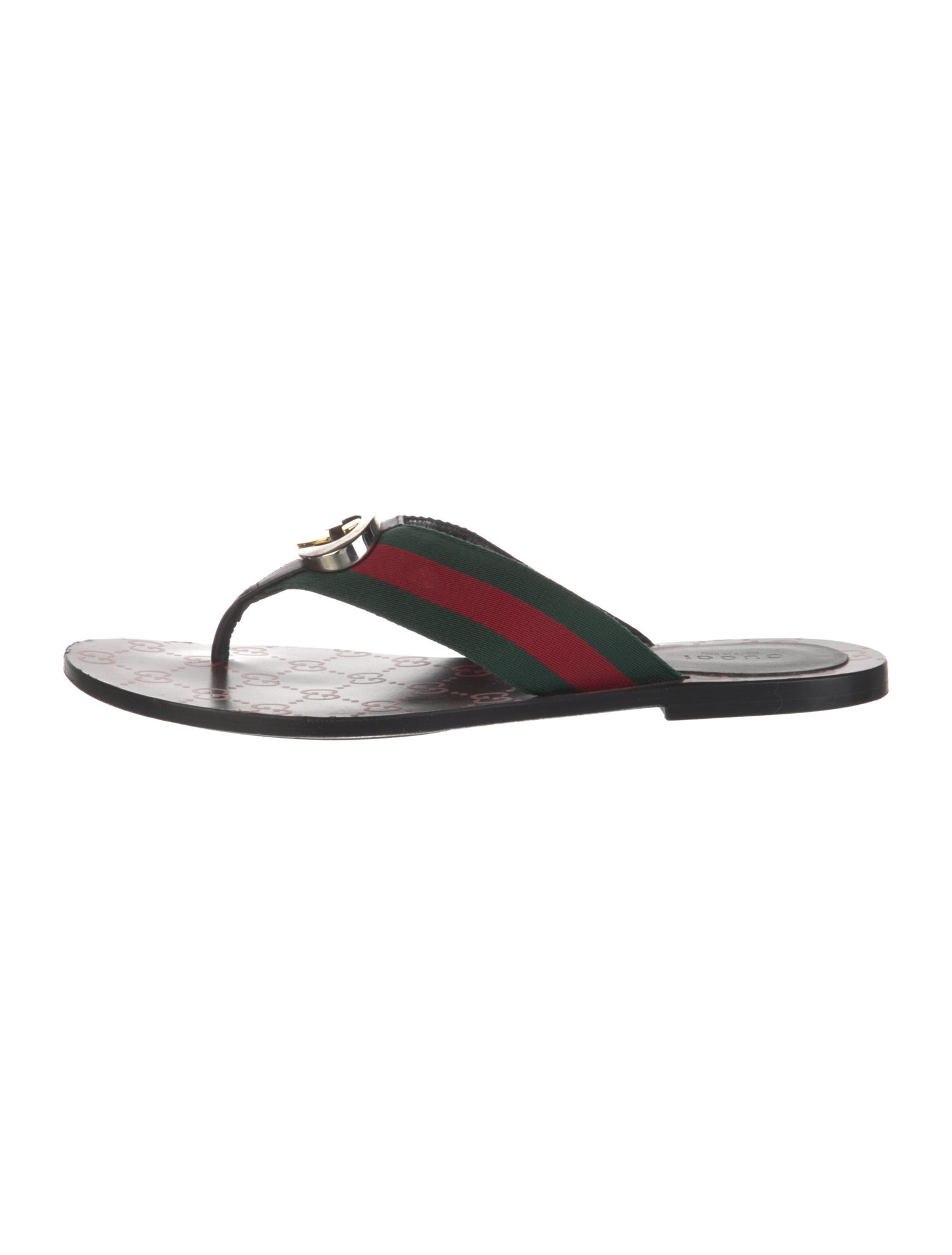Gucci GG Supreme Leather Trim Embellishment Slides