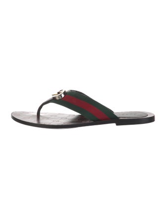 Gucci GG Supreme Leather Trim Embellishment Slides