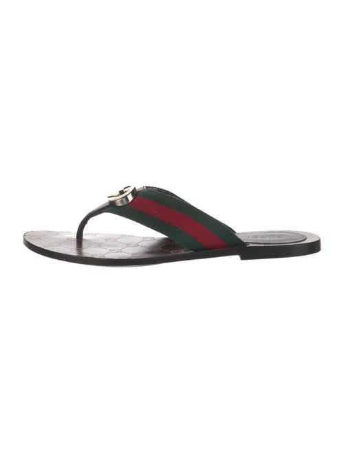 Gucci GG Supreme Leather Trim Embellishment Slides