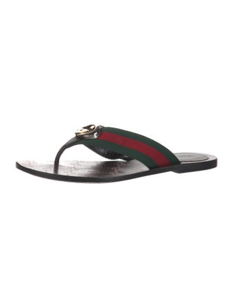 Gucci GG Supreme Leather Trim Embellishment Slides