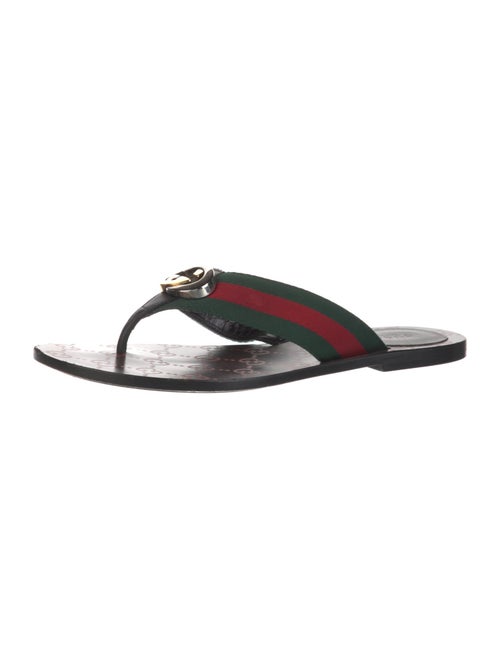 Gucci GG Supreme Leather Trim Embellishment Slides