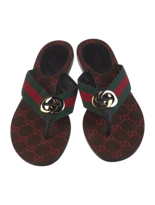 Gucci GG Supreme Leather Trim Embellishment Slides