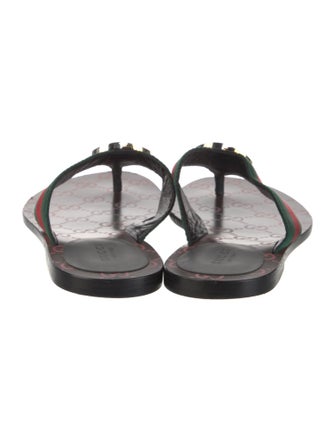 Gucci GG Supreme Leather Trim Embellishment Slides