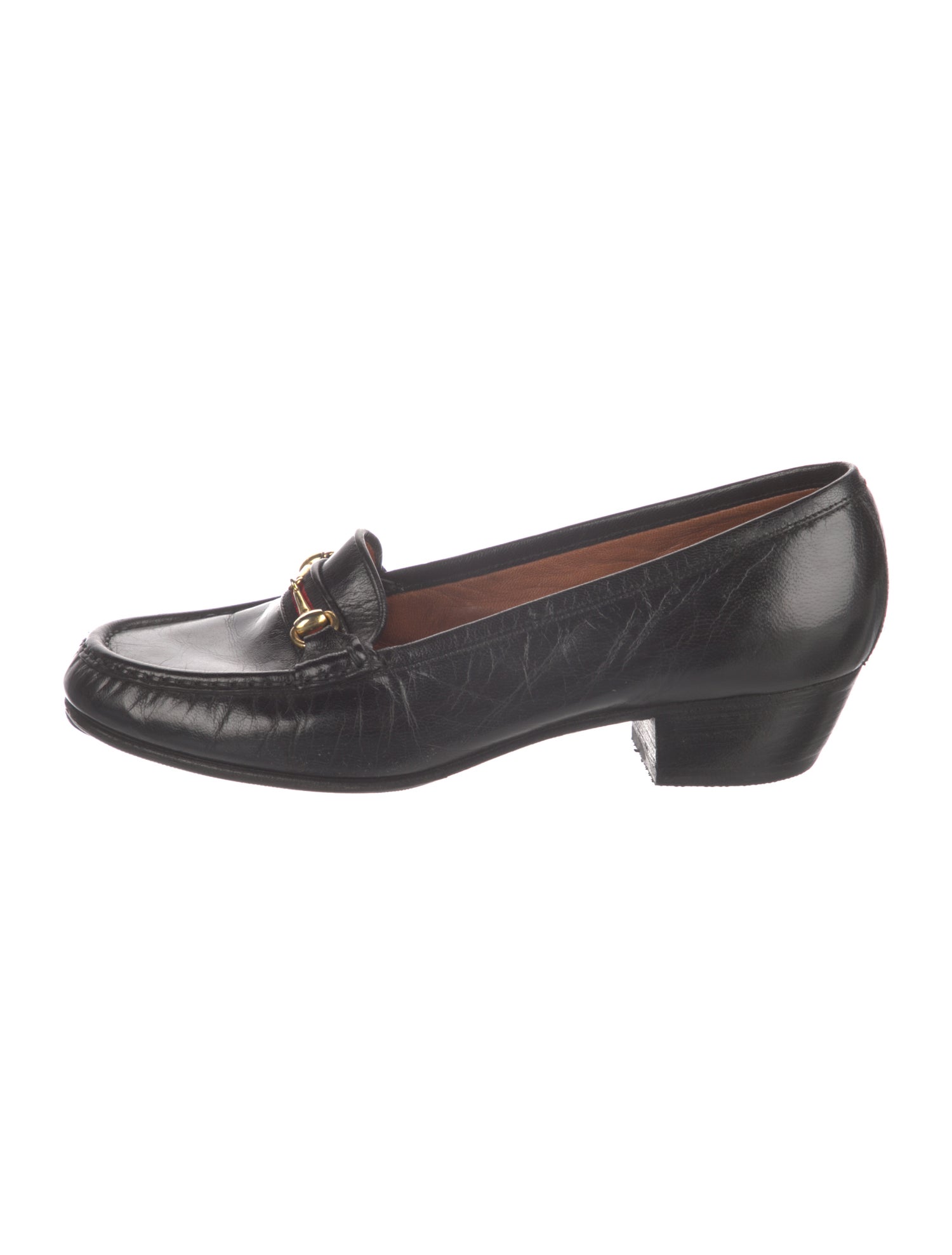 Gucci Web Accent Leather Loafers