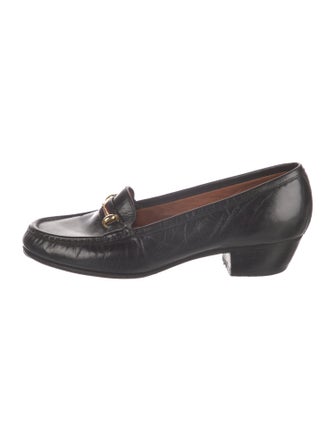 Gucci Web Accent Leather Loafers