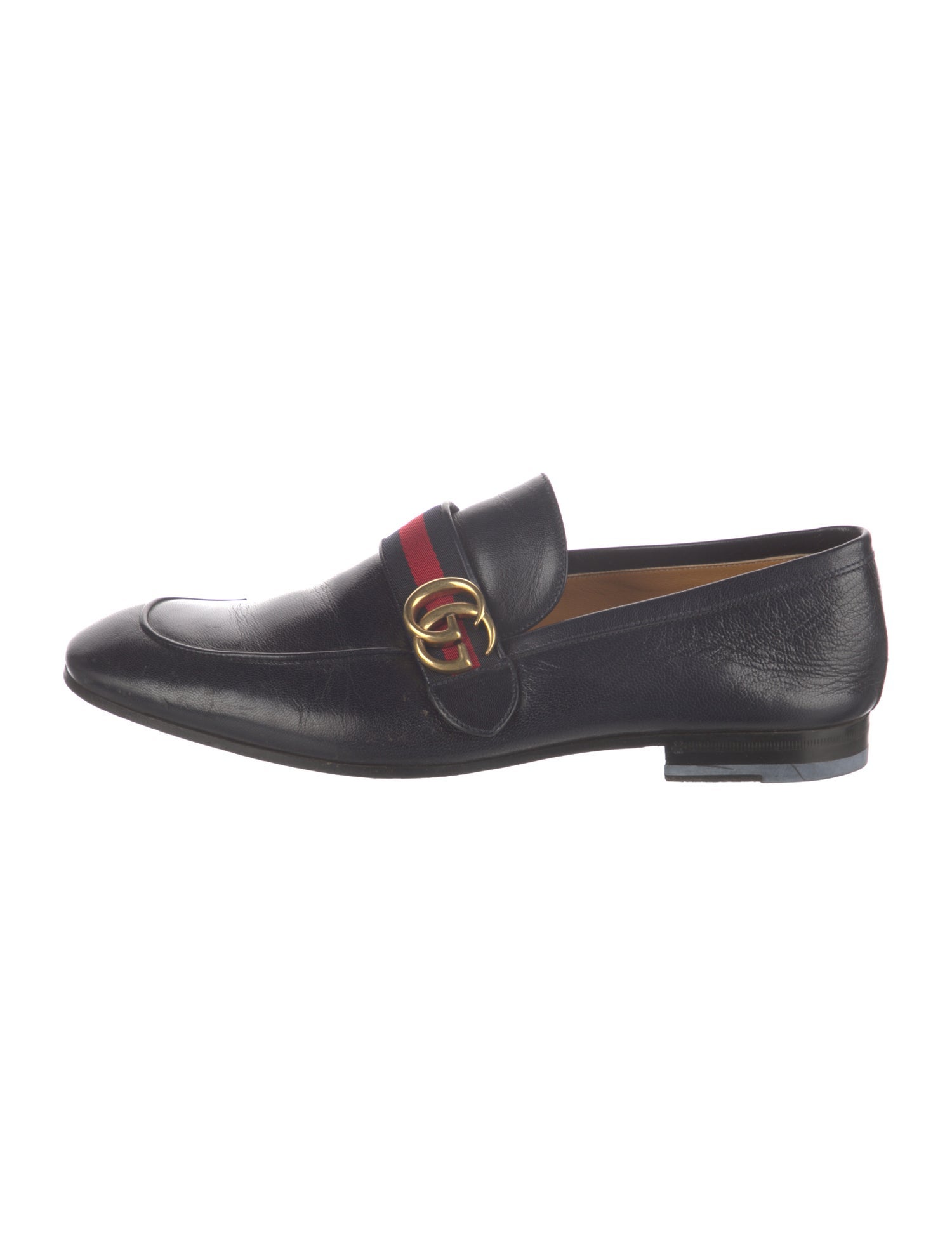 Gucci Web Accent Leather Dress Loafers