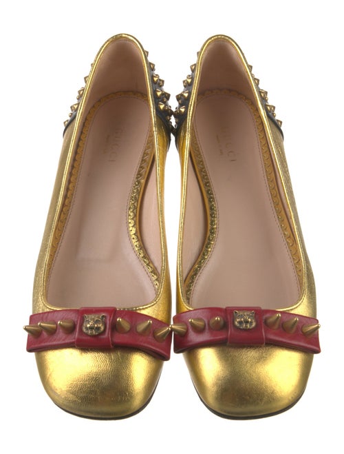 Gucci Spike Accents Leather Ballet Flats