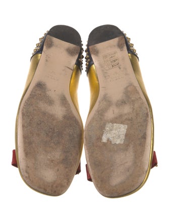 Gucci Spike Accents Leather Ballet Flats