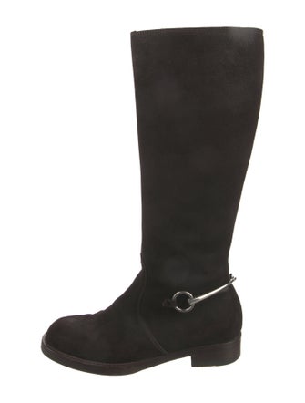 Gucci Horsebit Accent Suede Riding Boots