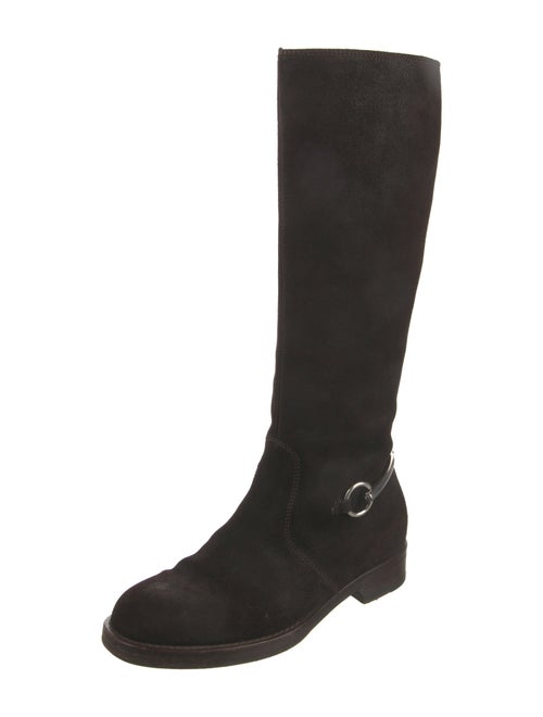 Gucci Horsebit Accent Suede Riding Boots