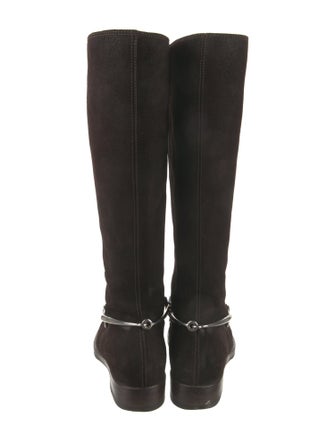 Gucci Horsebit Accent Suede Riding Boots